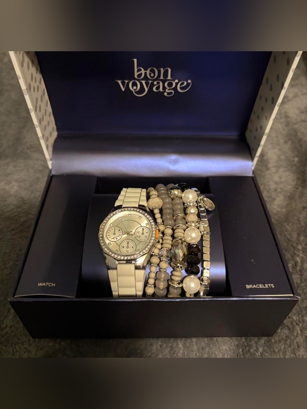 bon voyage  Watch with Matching Bracelet Set